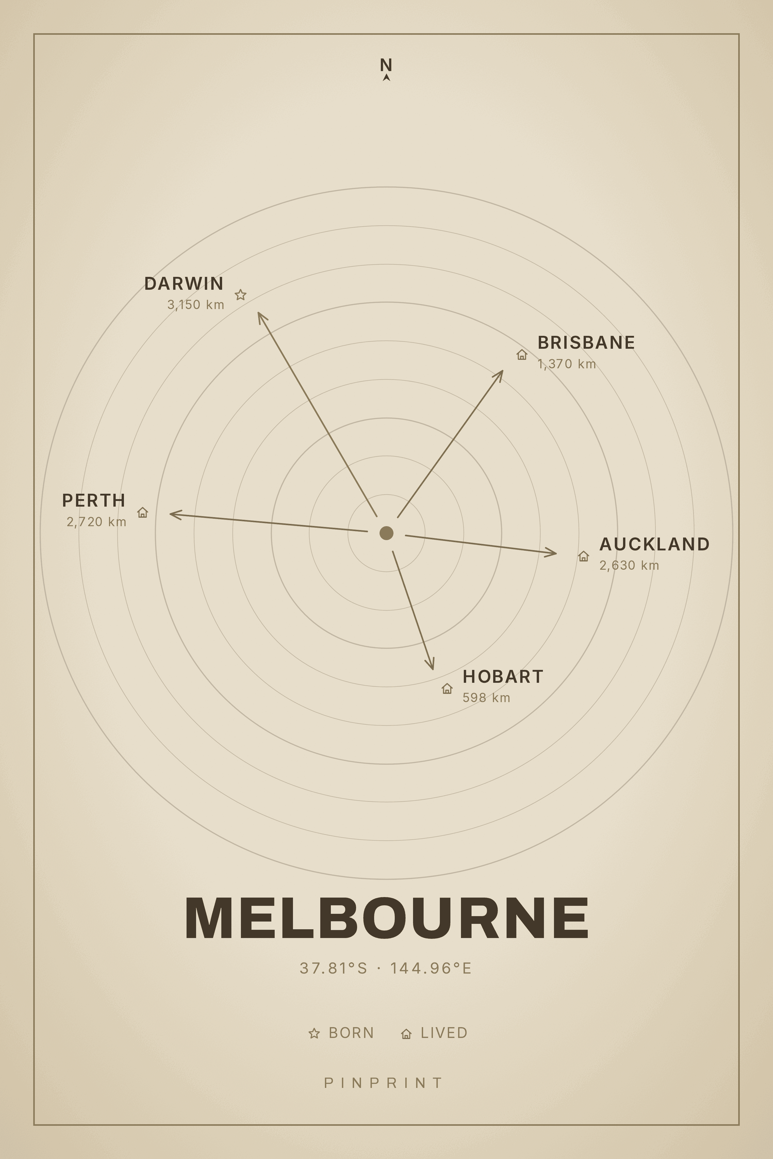 Topographic Heartbound Maps centered on Melbourne